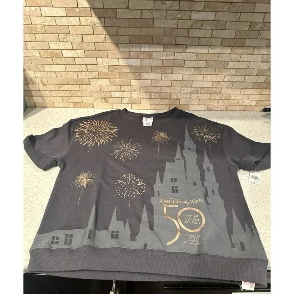 2021 Disney World Park 50th Anniversary October 1st Castle Fireworks Shirt Adult